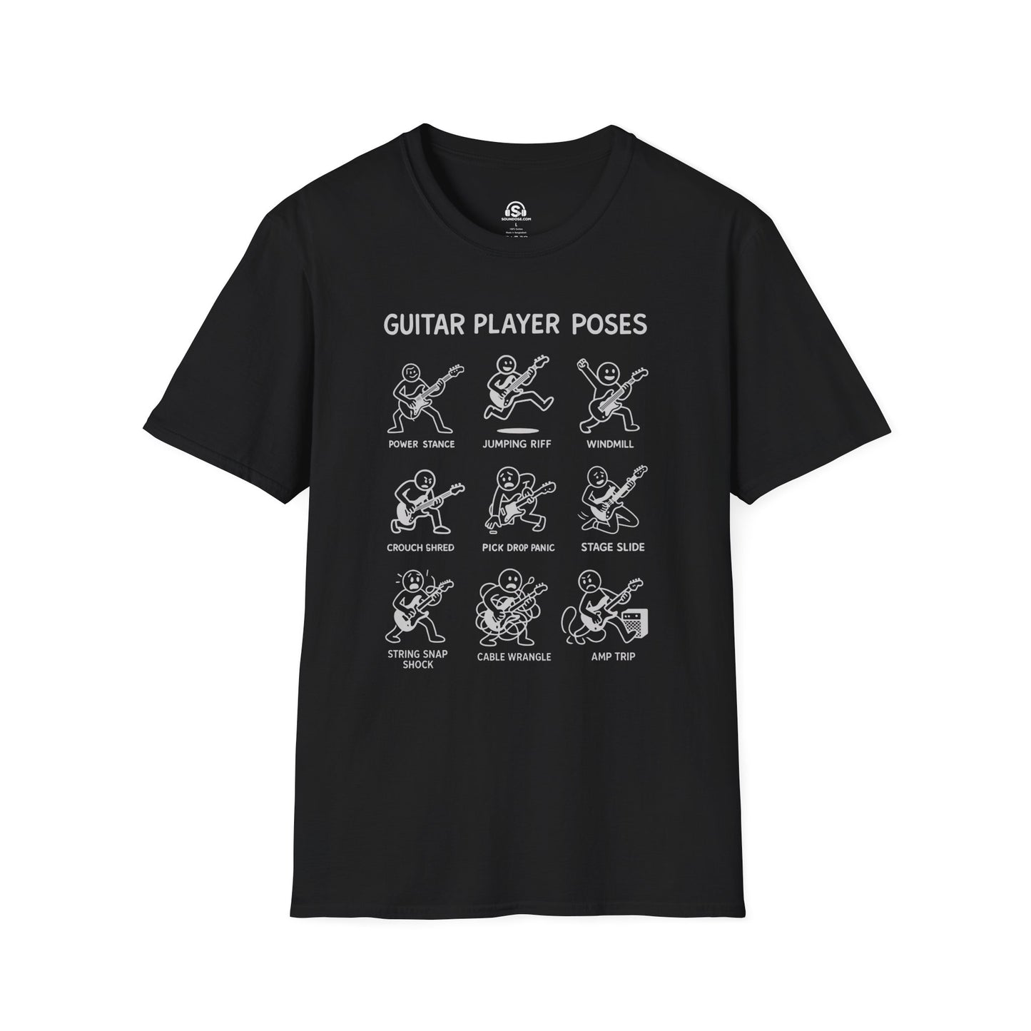 Player Poses T-Shirt – Black front view