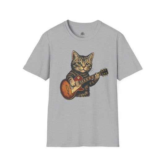 Guitar Kitten T-Shirt – Sport Grey front view