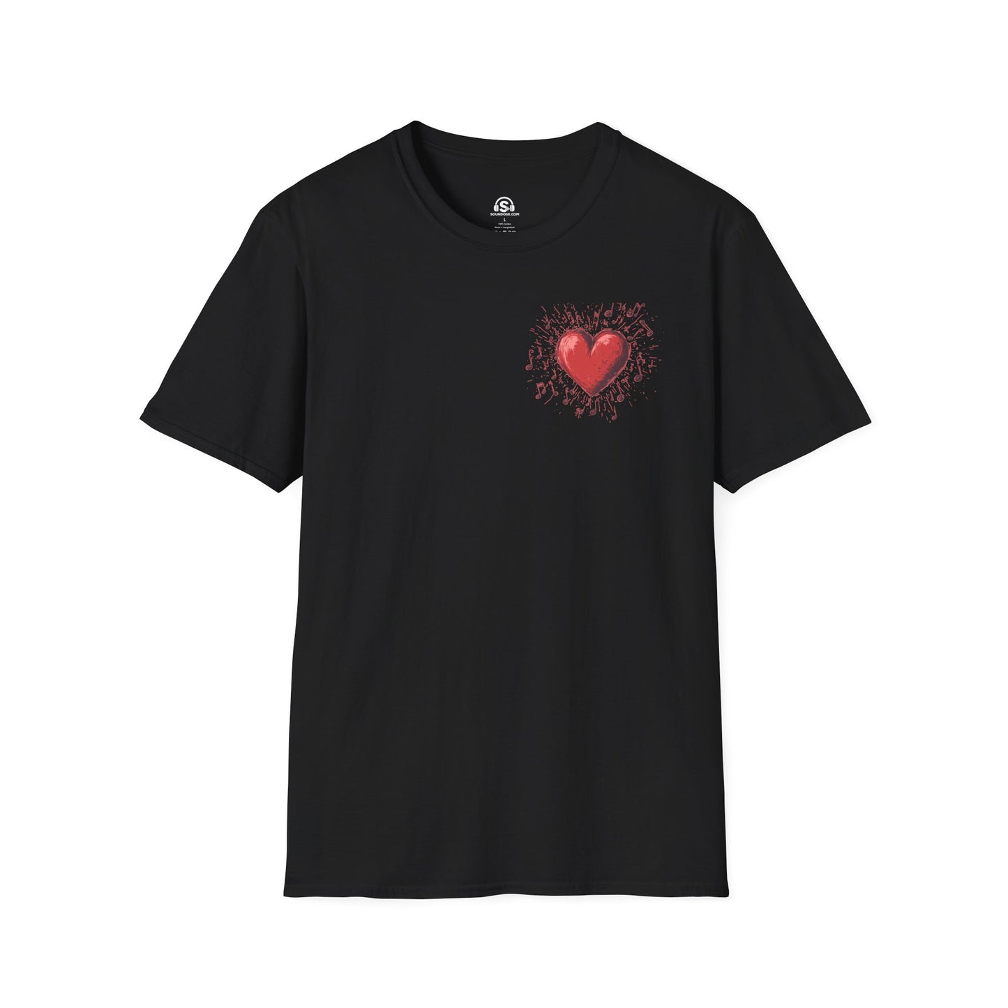 Musical Heart T-Shirt – Black front view