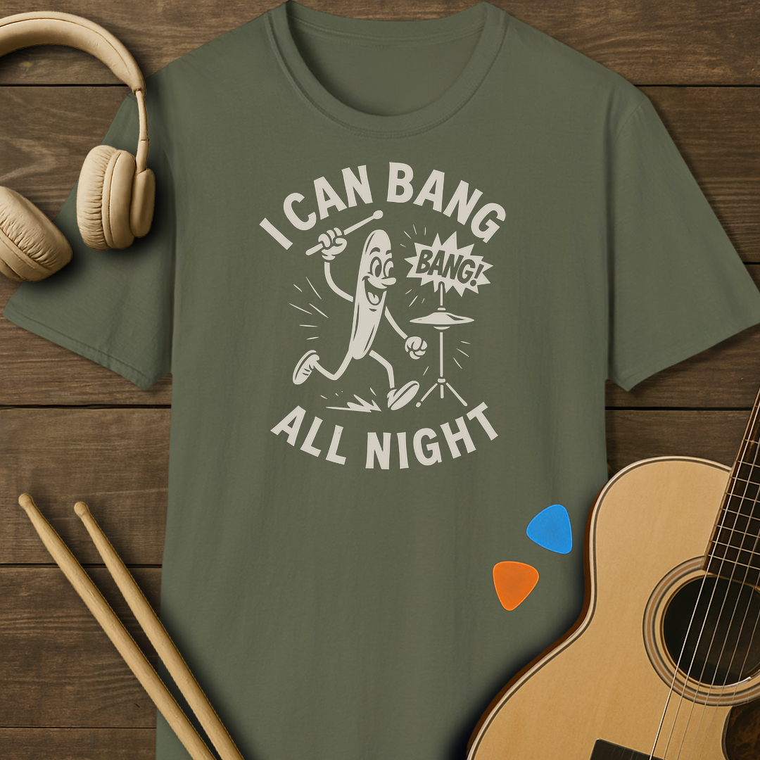 SOUNDOSE Cartoon Drumstick T-Shirt — Military Green t-shirt