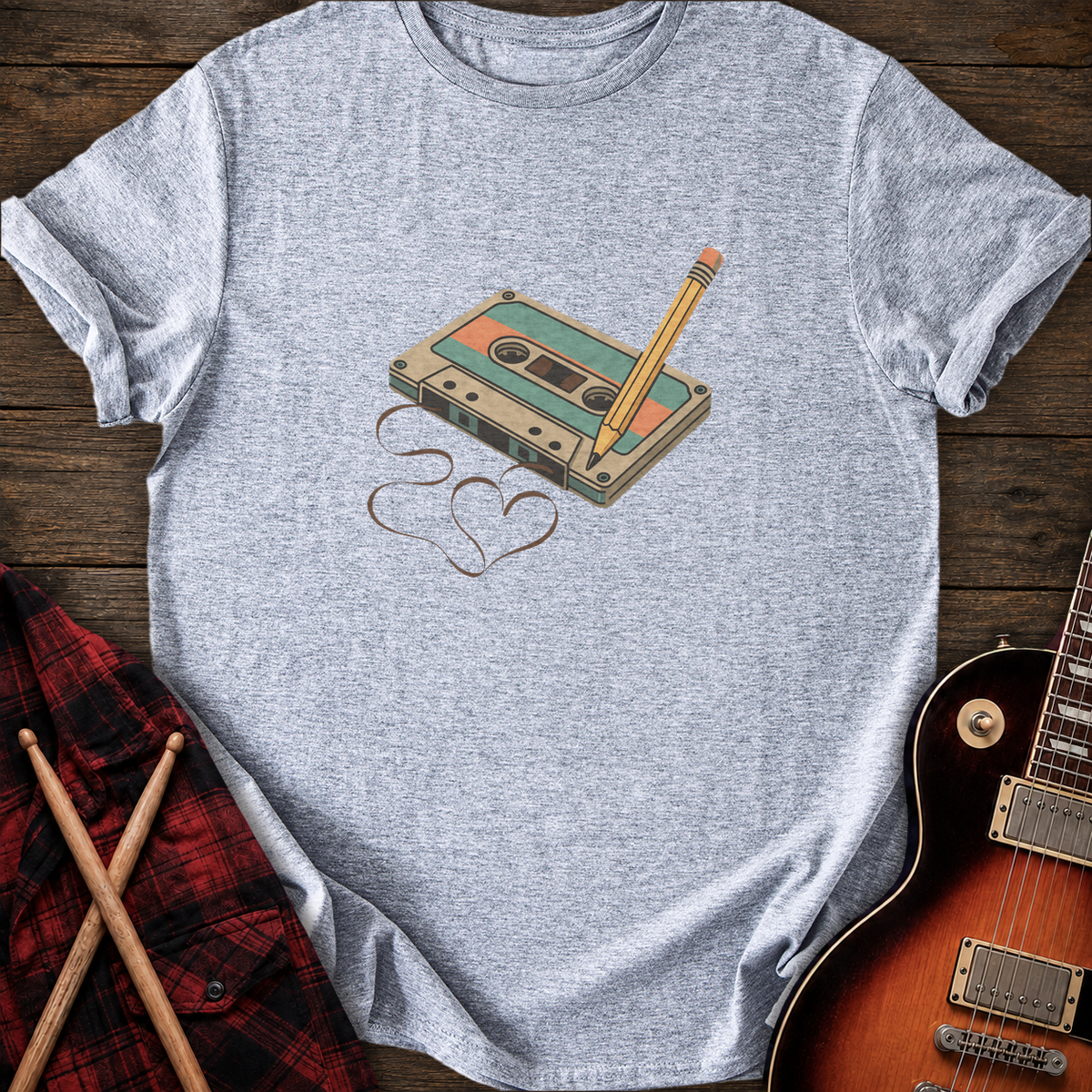 SOUNDOSE Cassette Heart T-Shirt — Sport Grey t-shirt