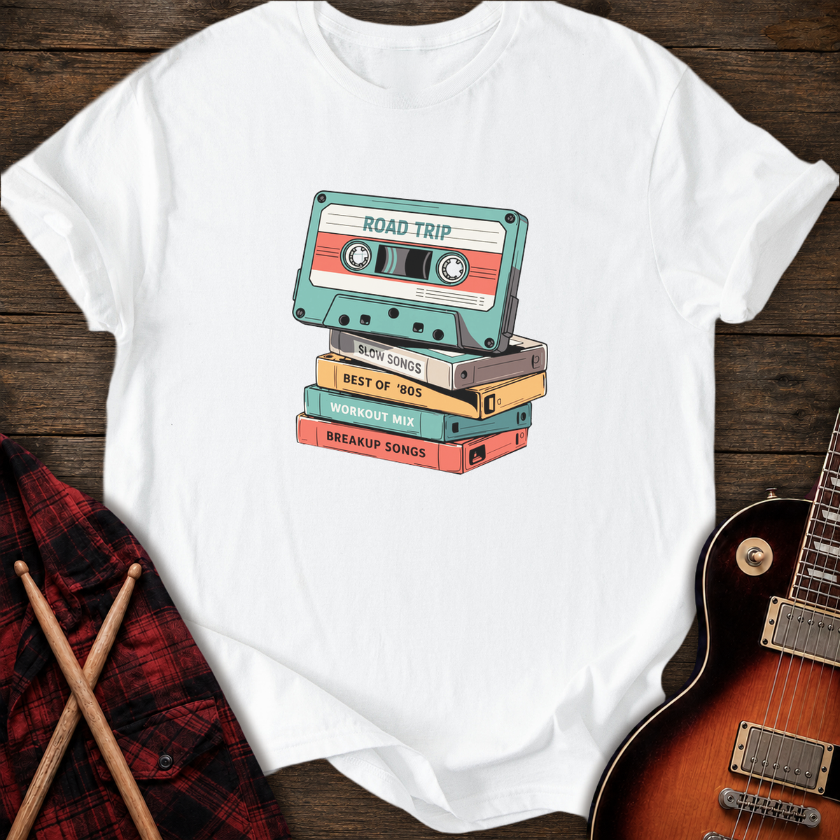 SOUNDOSE Cassette Stack T-Shirt — White t-shirt