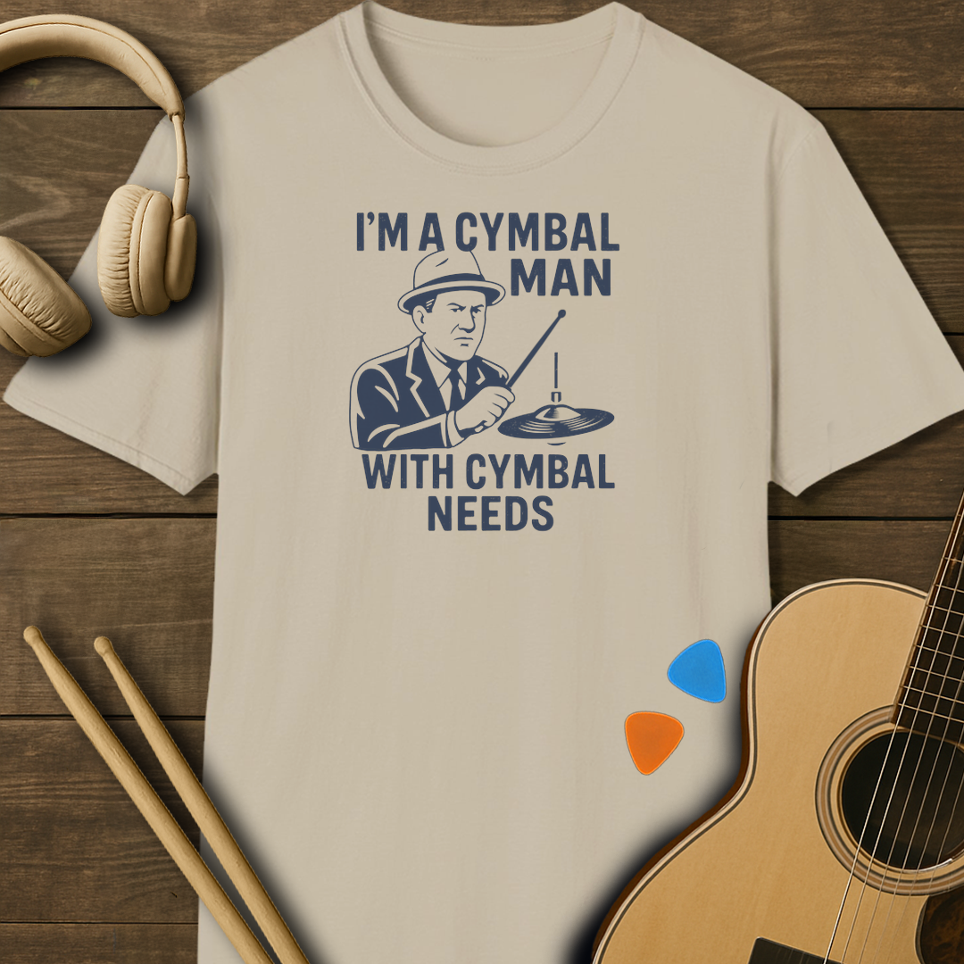 SOUNDOSE Cymbal Man T-Shirt — Sand t-shirt