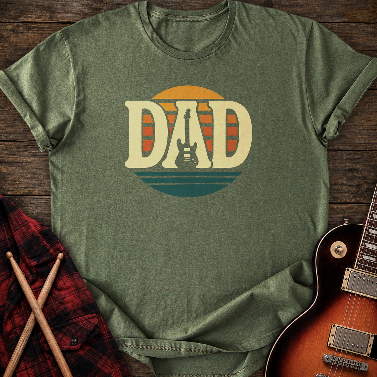 SOUNDOSE Dad Sunset T-Shirt — Military Green t-shirt