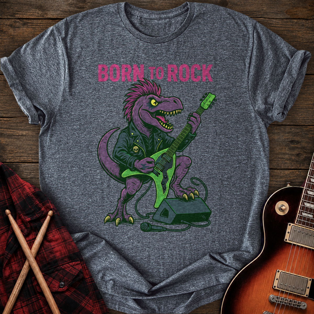 SOUNDOSE Dino Rock T-Shirt — Dark Heather t-shirt