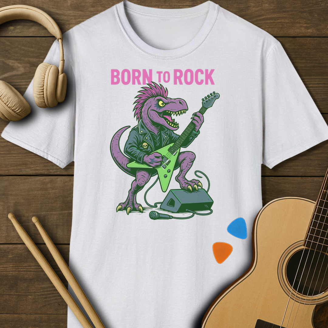 SOUNDOSE Dino Rock T-Shirt — White t-shirt