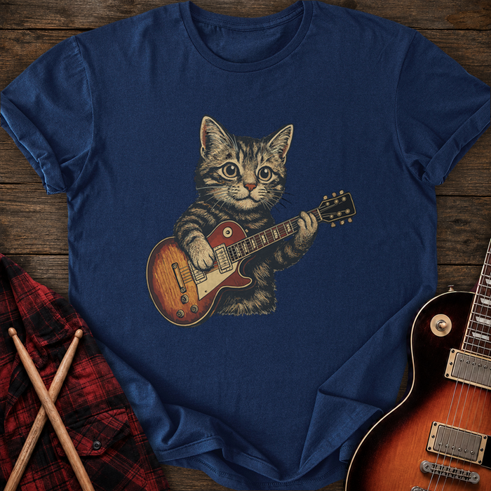 SOUNDOSE Guitar Kitten T-Shirt — Navy t-shirt
