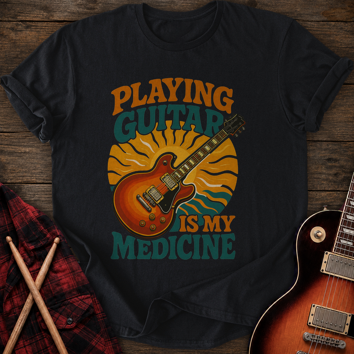 SOUNDOSE Guitar Medicine T-Shirt — Black t-shirt