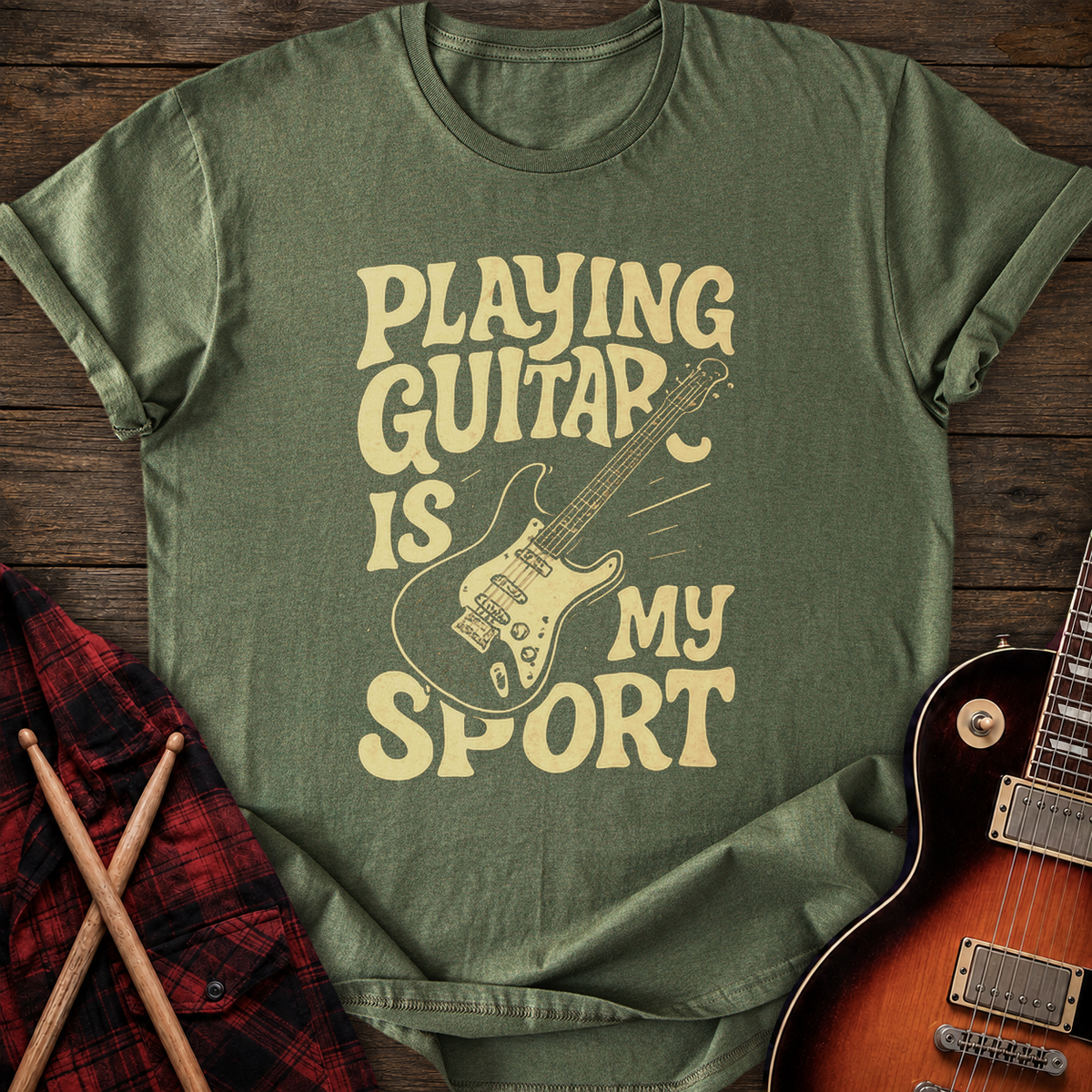 SOUNDOSE Guitar Sport T-Shirt — Military Green t-shirt