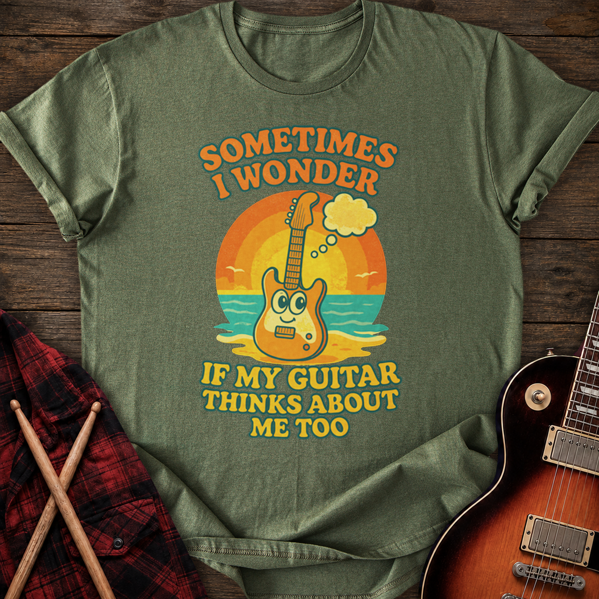 SOUNDOSE Guitar Thinks T-Shirt — Military Green t-shirt