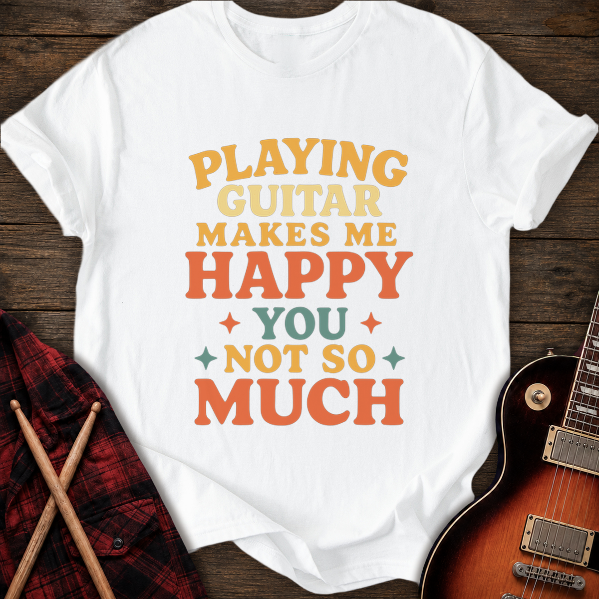 SOUNDOSE Happy Guitarist T-Shirt — White t-shirt