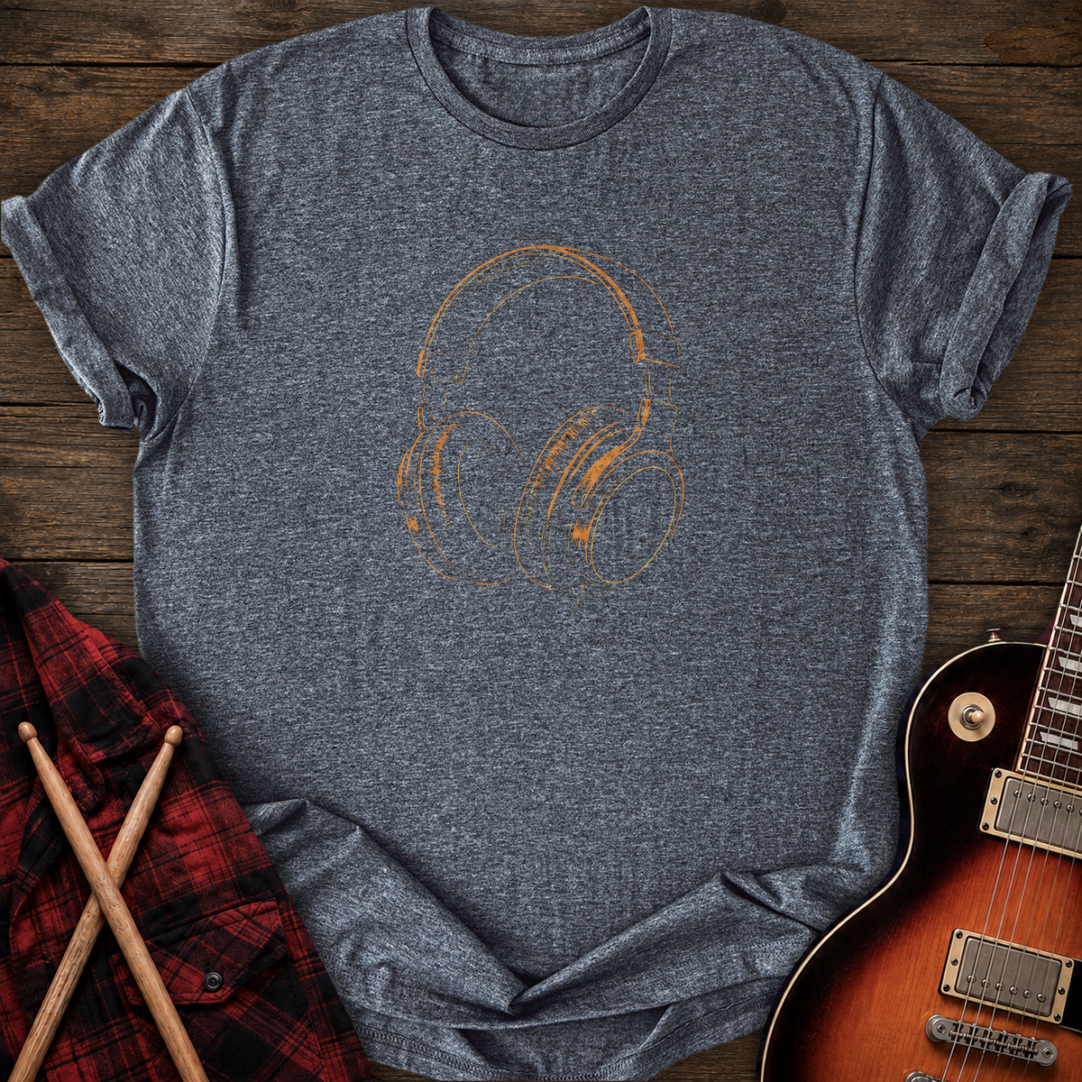 SOUNDOSE Headphones Illustration T-Shirt — Dark Heather t-shirt