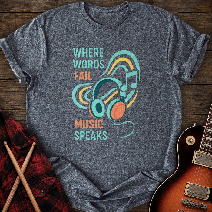 SOUNDOSE Music Speaks T-Shirt — Dark Heather t-shirt