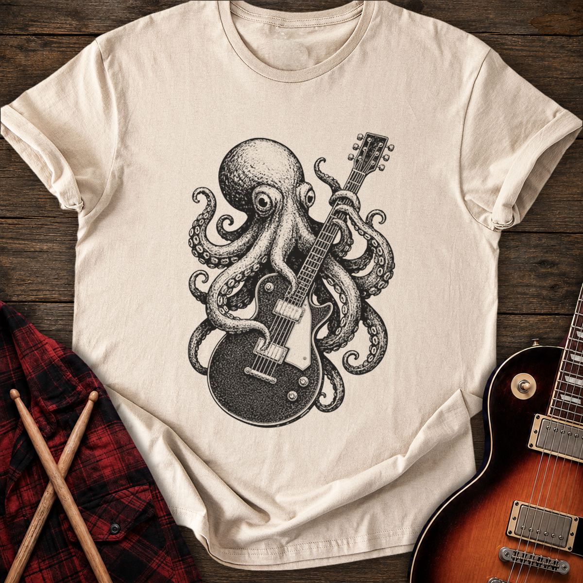 SOUNDOSE Octopus Guitar T-Shirt — Sand t-shirt