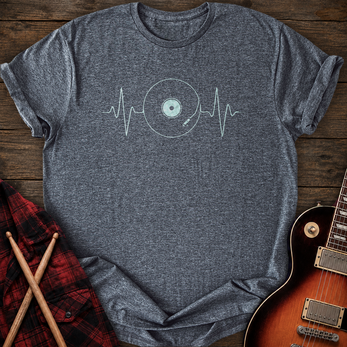 SOUNDOSE Record Heartbeat T-Shirt — Dark Heather t-shirt