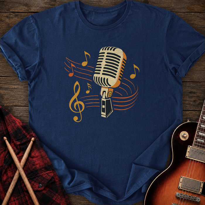 SOUNDOSE Retro Microphone T-Shirt — Navy t-shirt