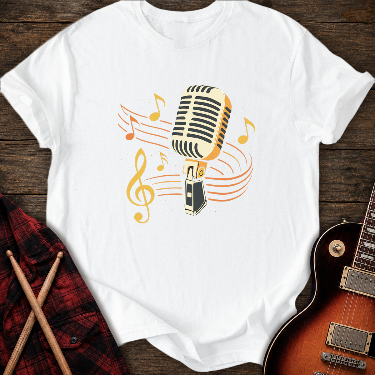 SOUNDOSE Retro Microphone T-Shirt — White t-shirt