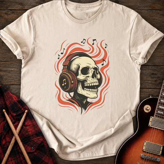 SOUNDOSE Skull Headphones T-Shirt — Sand t-shirt