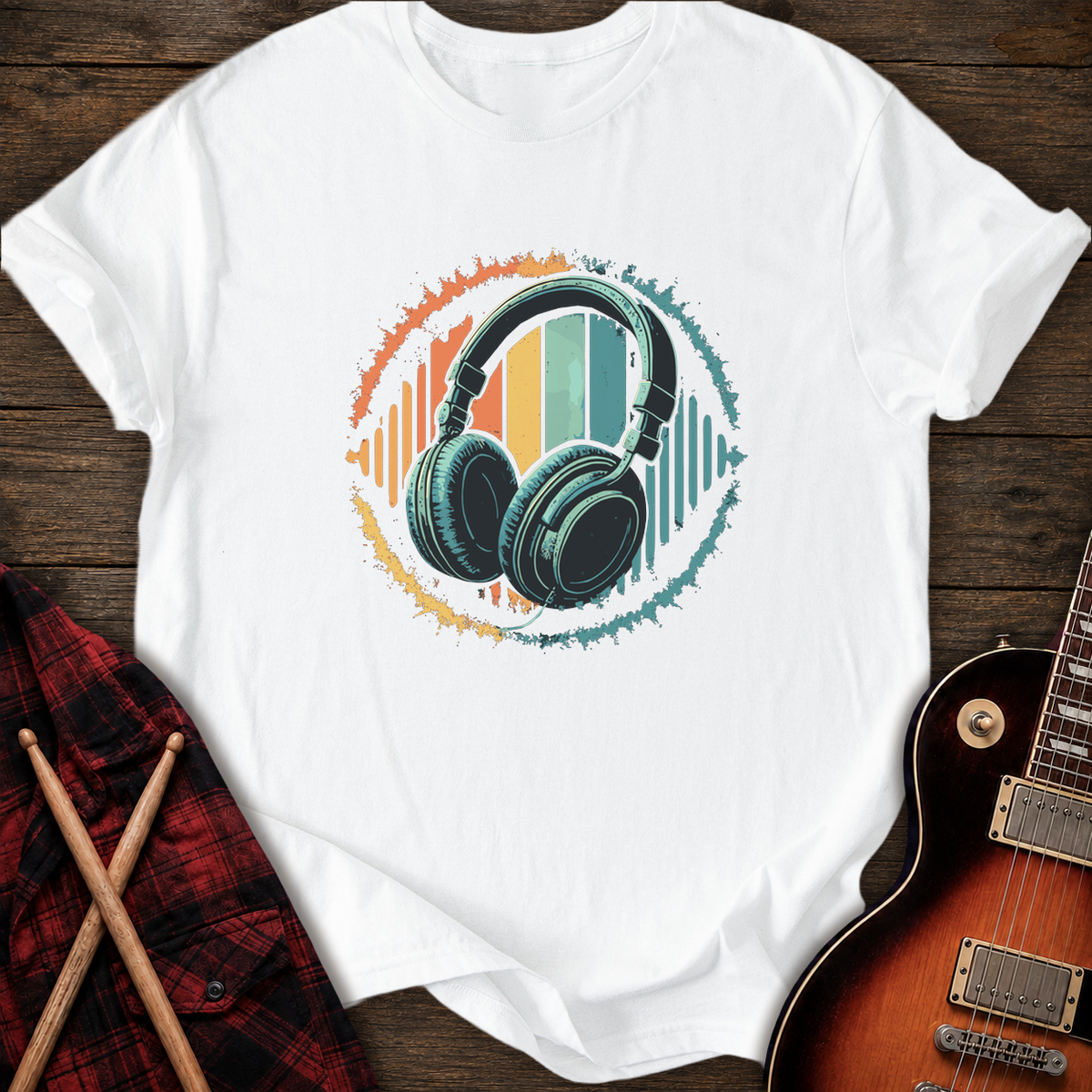 SOUNDOSE Vintage Headphones T-Shirt — White t-shirt