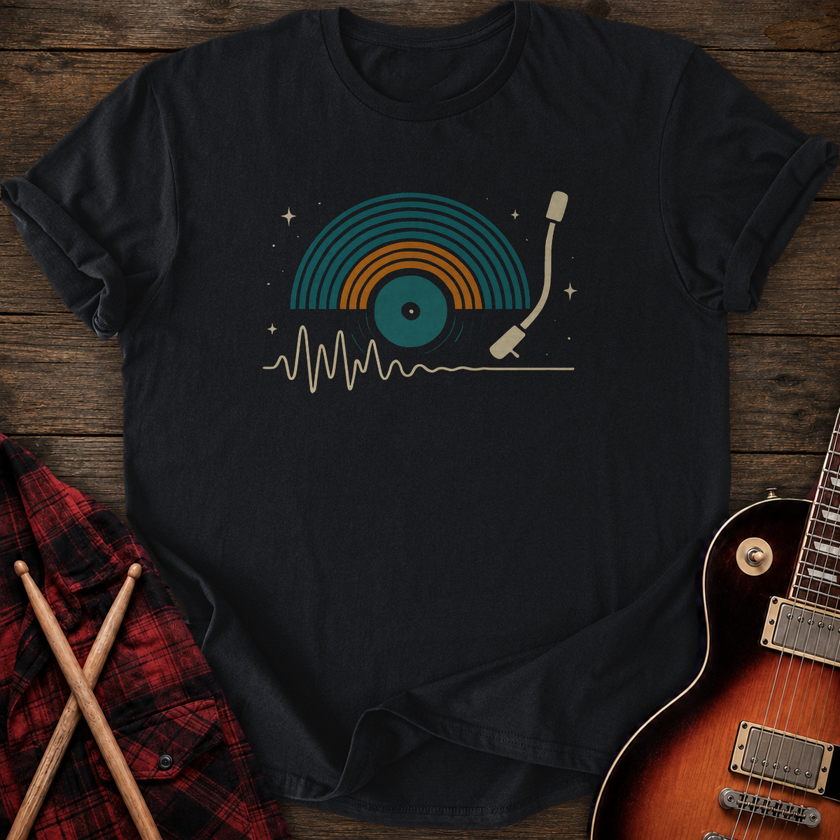 SOUNDOSE Vinyl Soundwave T-Shirt — Black t-shirt