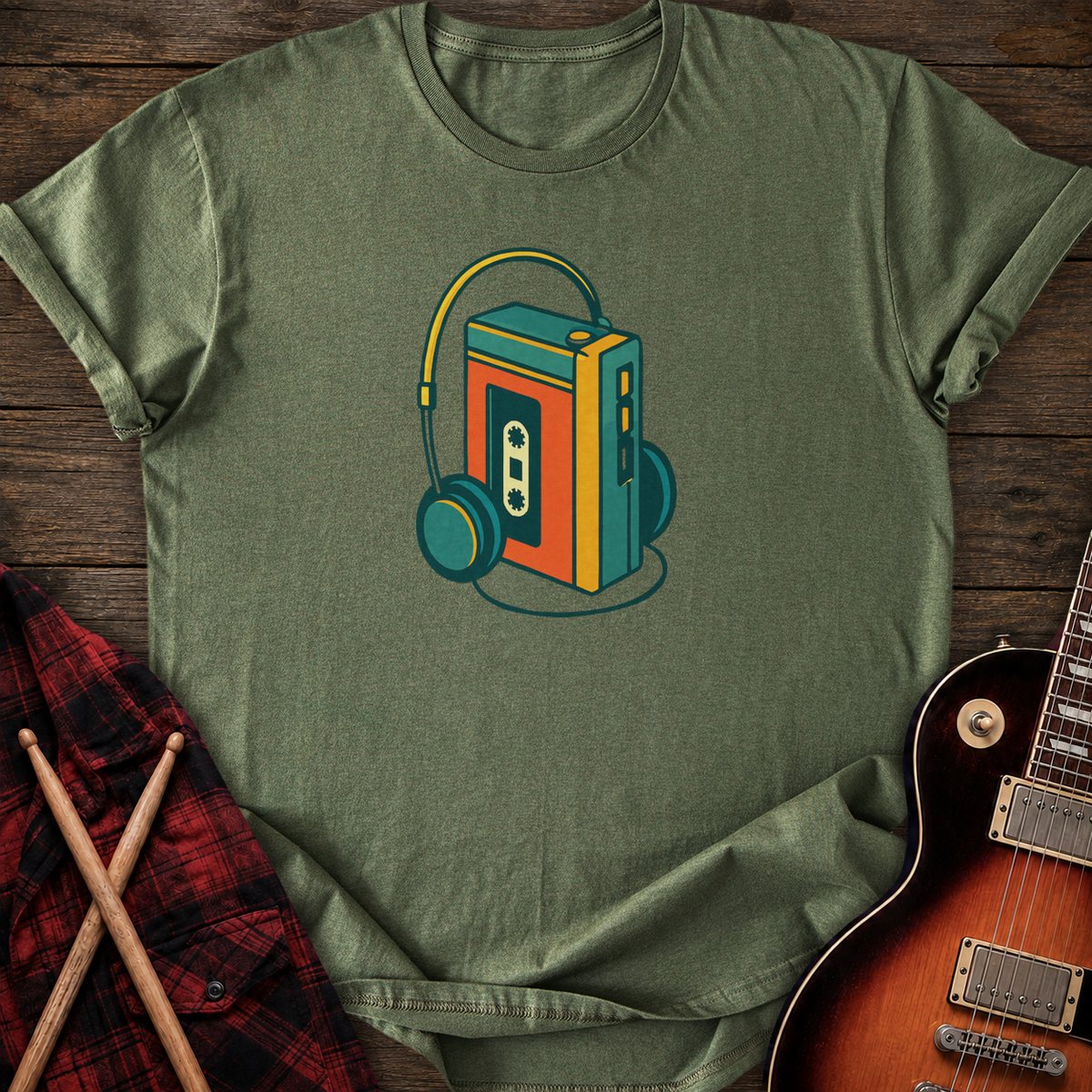 SOUNDOSE Walkman T-Shirt — Military Green t-shirt