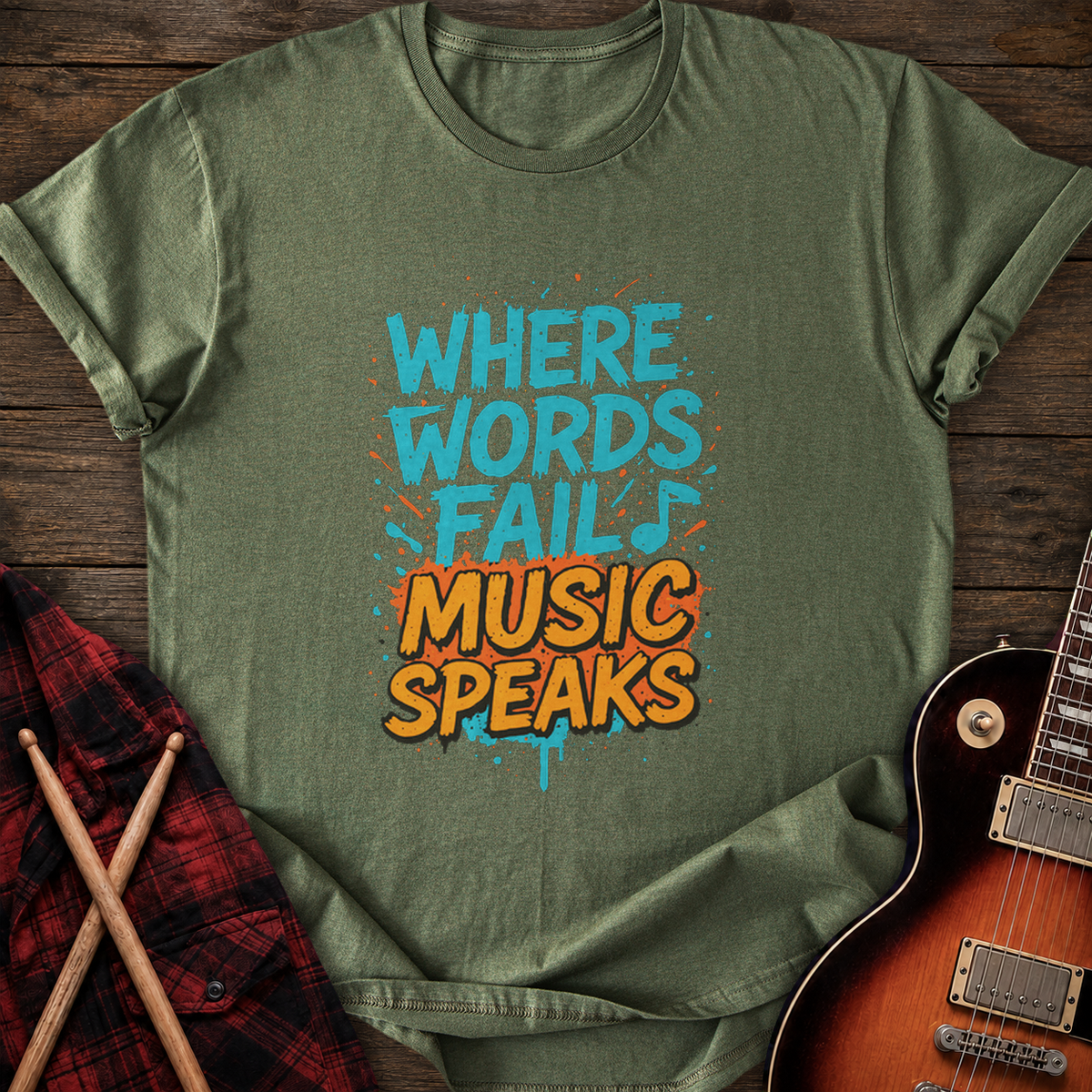 SOUNDOSE Words Fail T-Shirt — Military Green t-shirt