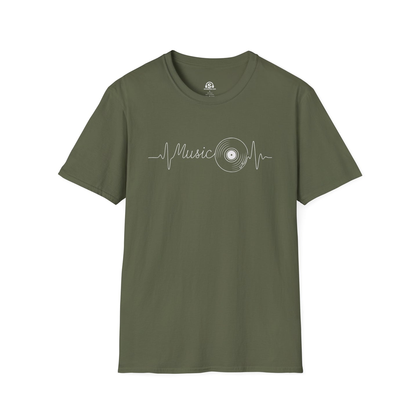 Vinyl Heartbeat T-Shirt – Military Green front view