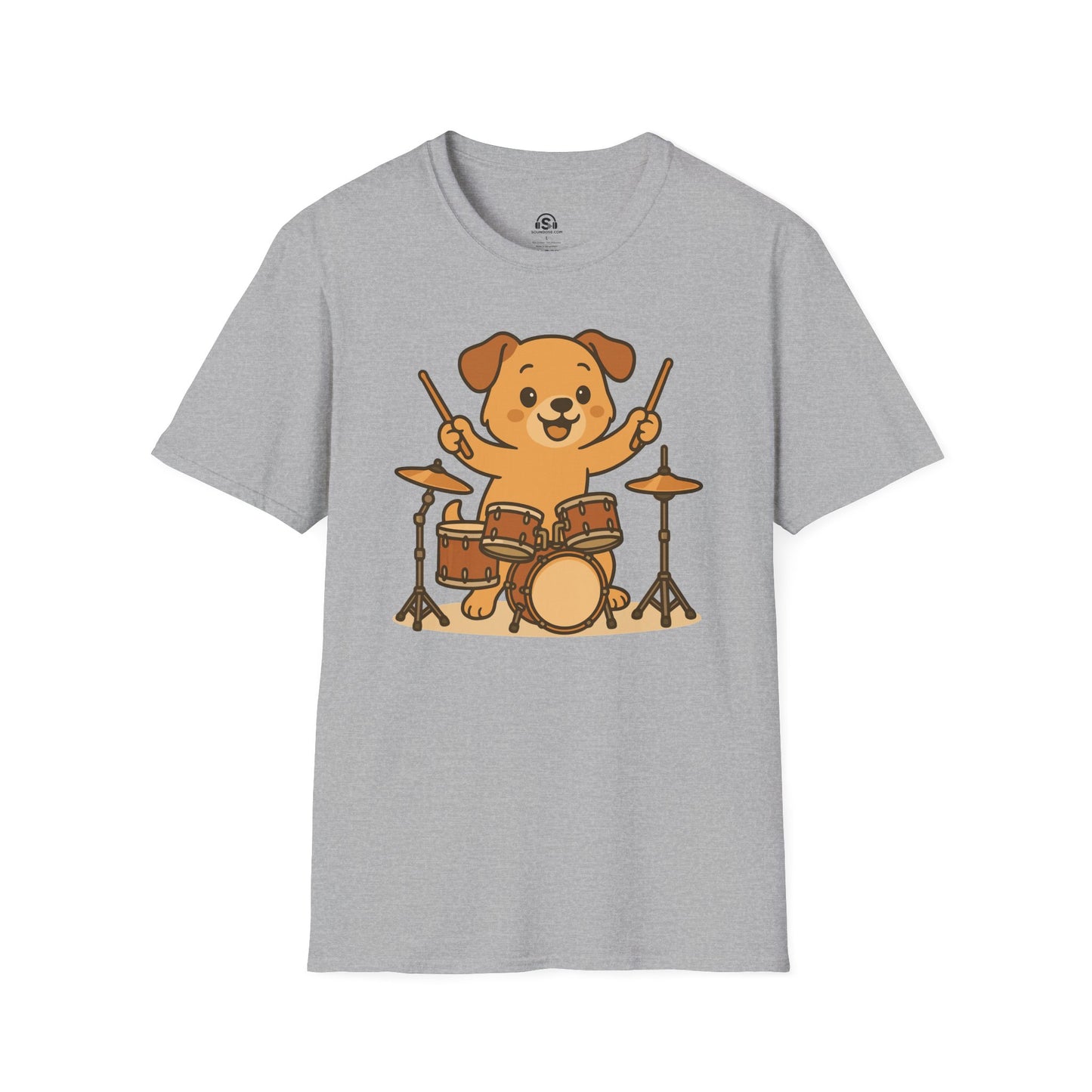 Drum Dog T-shirt – Sport Grey front view