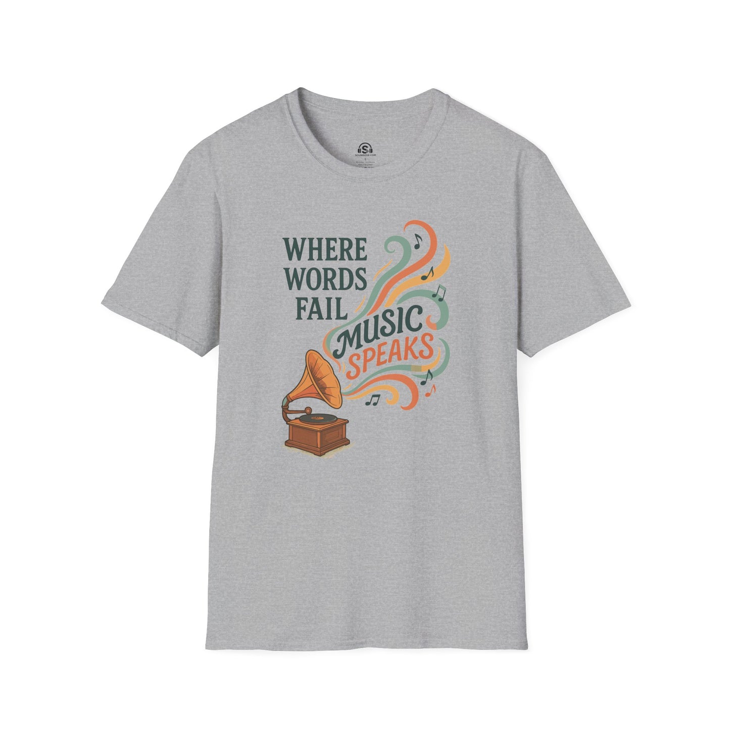 Words Music T-Shirt – Sport Grey front view