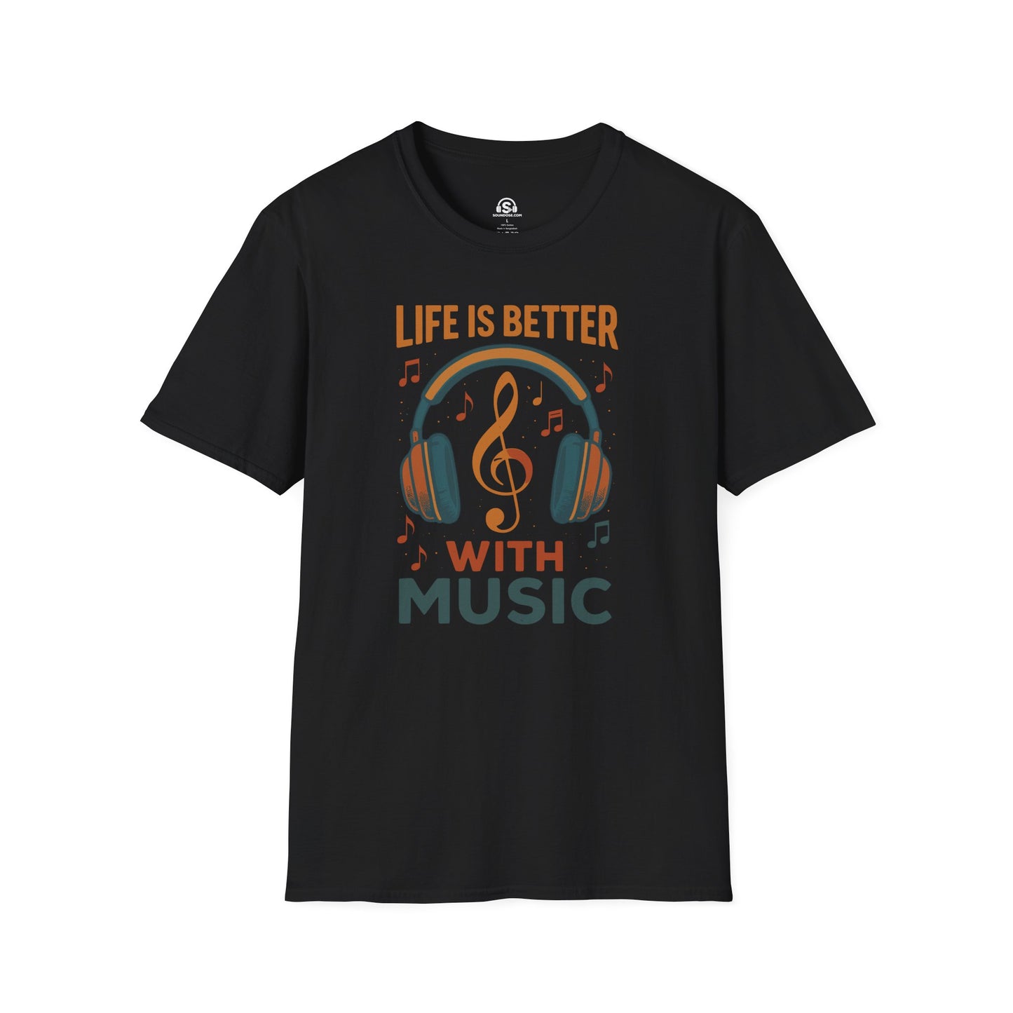 Music Life T-Shirt – Black front view