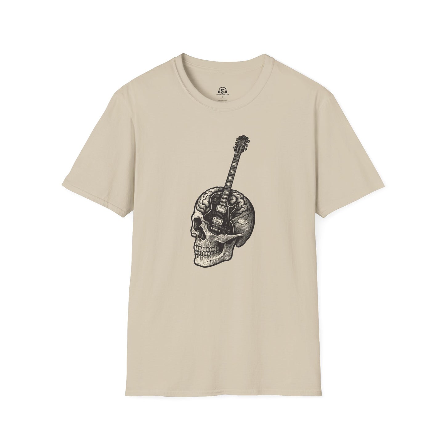 Skull Guitar T-Shirt – Sand front view