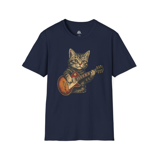 Guitar Kitten T-Shirt – Navy front view