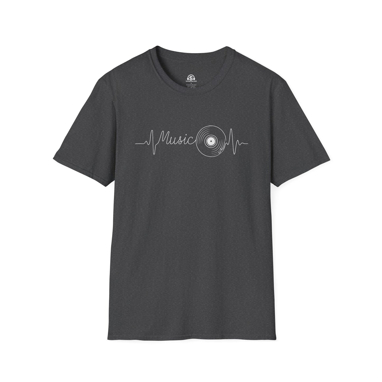 Vinyl Heartbeat T-Shirt – Dark Heather front view