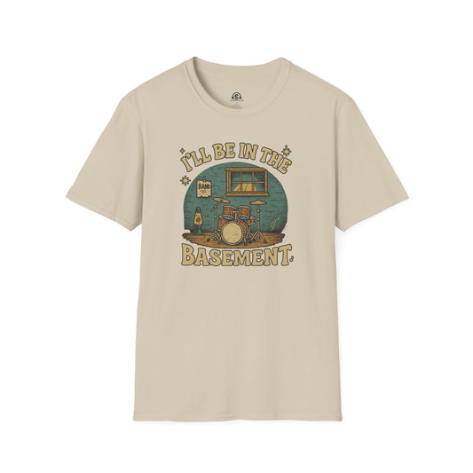 Be in Basement T-Shirt – Sand front view
