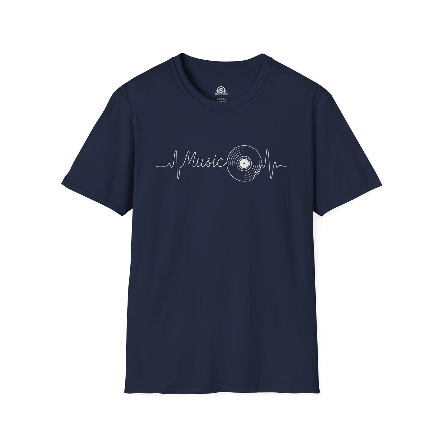 Vinyl Heartbeat T-Shirt – Navy front view