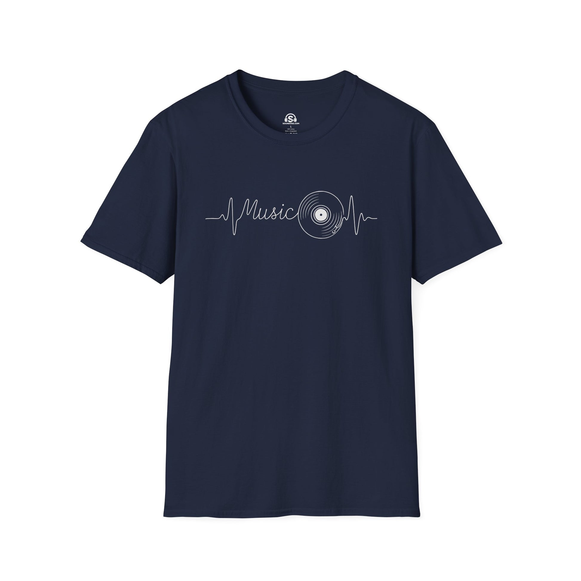 Vinyl Heartbeat T-Shirt – Navy front view