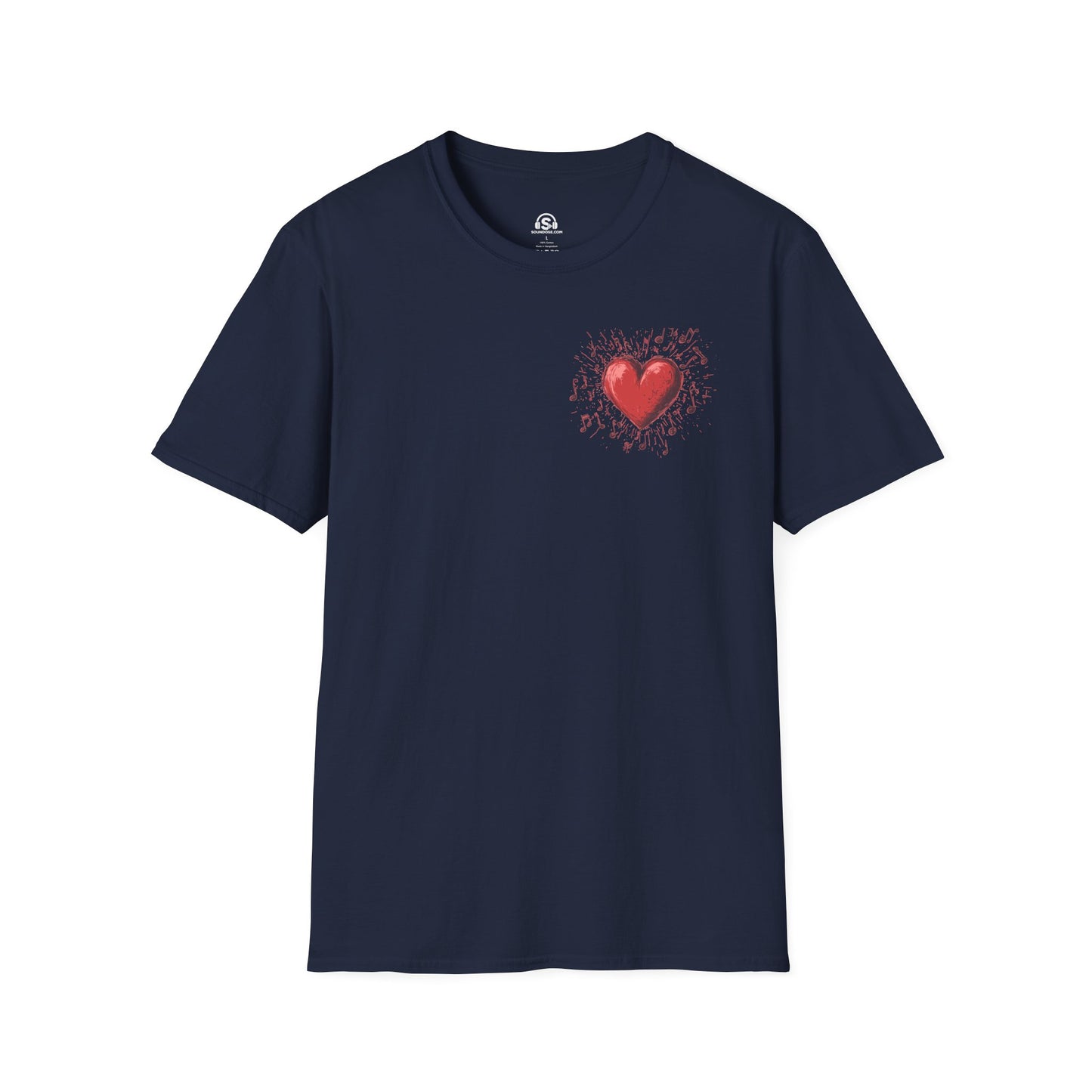 Musical Heart T-Shirt – Navy front view