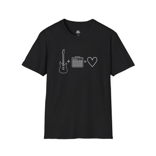 Electric Love T-Shirt in Black. "Guitar + Amp = Love"