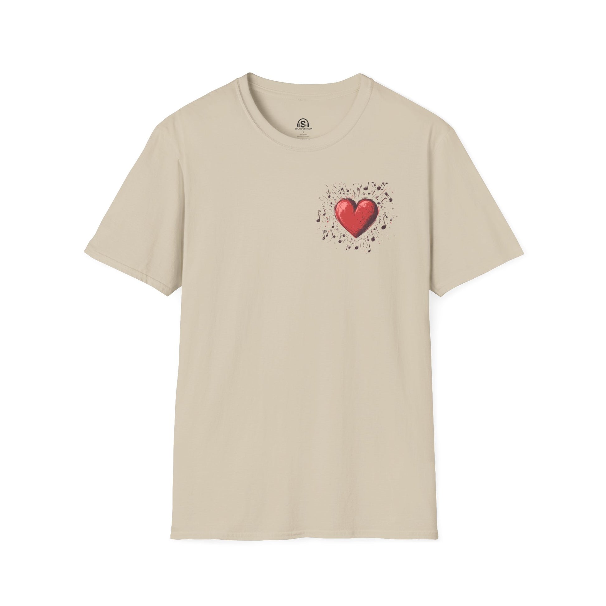 Musical Heart T-Shirt – Sand front view