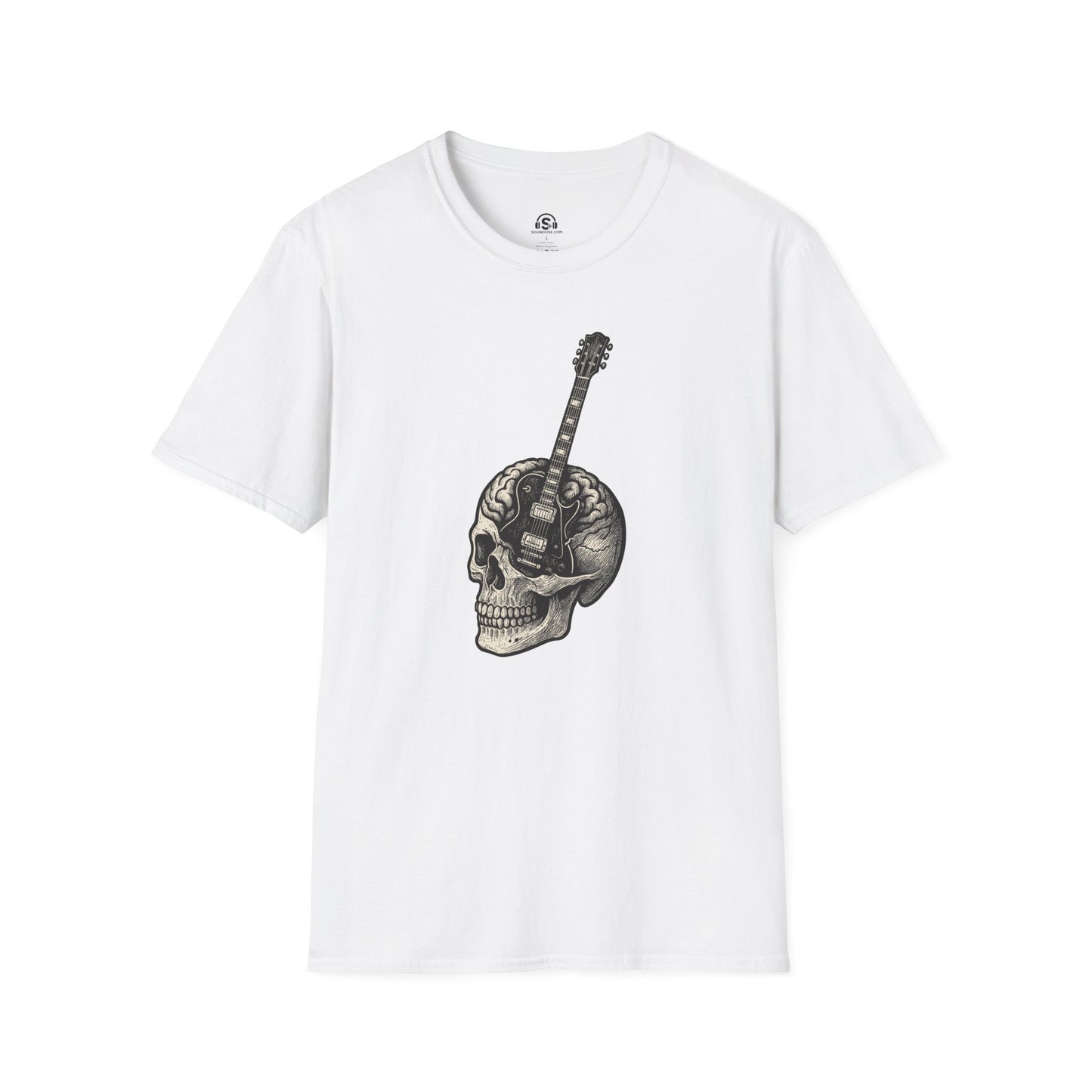 Skull Guitar T-Shirt – White front view