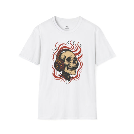 Skull Headphones T-Shirt – White front view