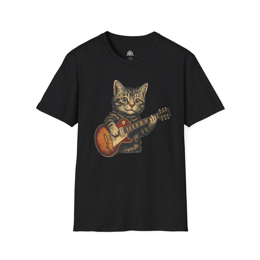 Guitar Kitten T-Shirt – Black front view