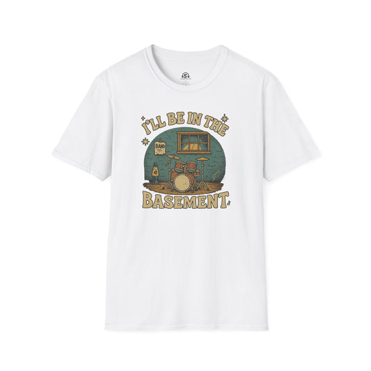 Be in Basement T-Shirt – White front view