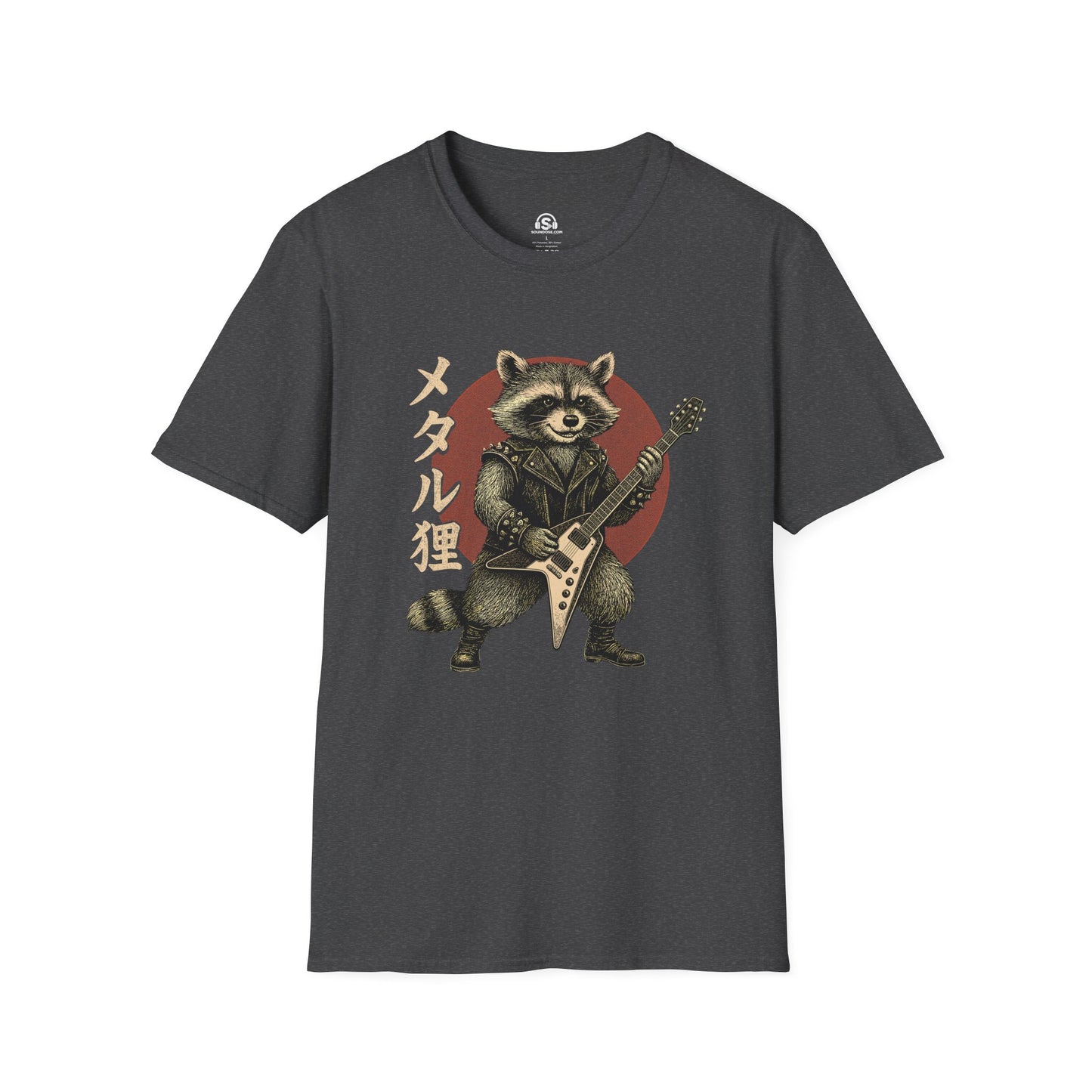 Metal Raccoon T-Shirt – Dark Heather front view