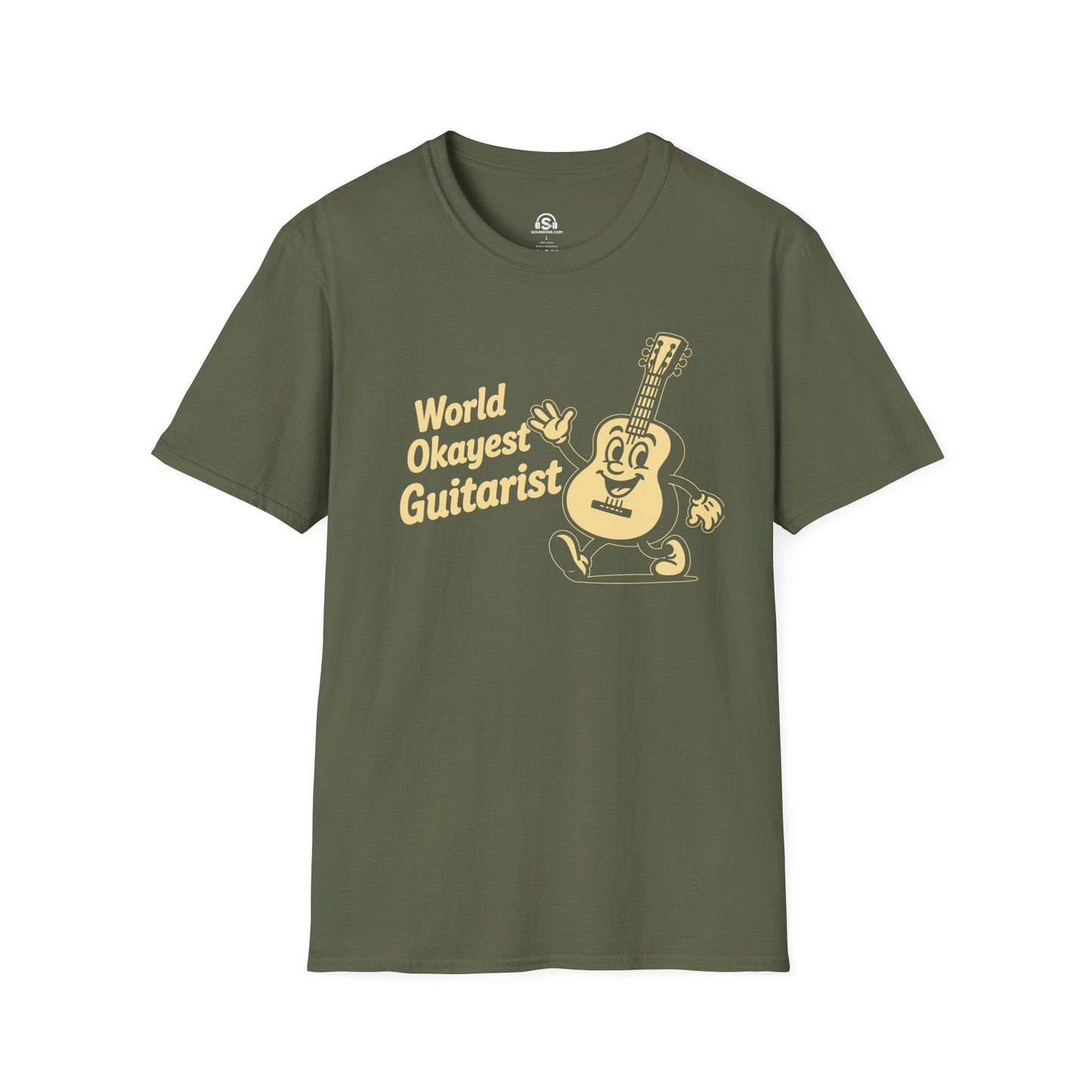 Okayest Guitarist T-Shirt – Military Green front view