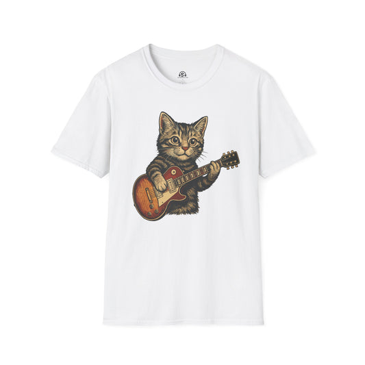 Guitar Kitten T-Shirt – White front view