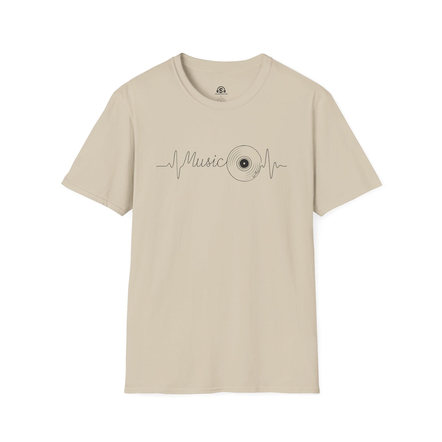 Vinyl Heartbeat T-Shirt – Sand front view