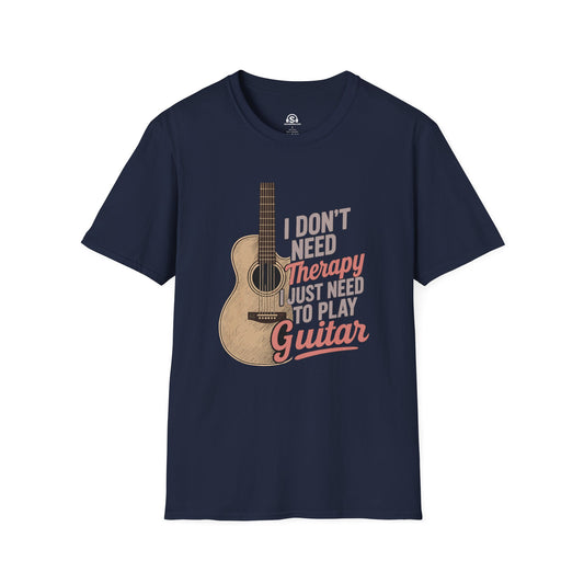 Guitar Therapy T-Shirt in Navy. "I don't need therapy. I just need to play guitar."