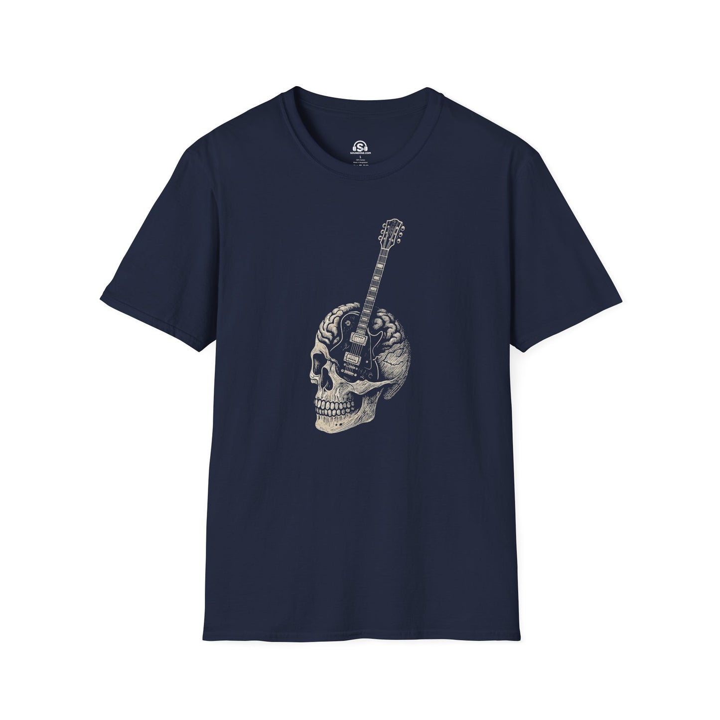 Skull Guitar T-Shirt – Navy front view