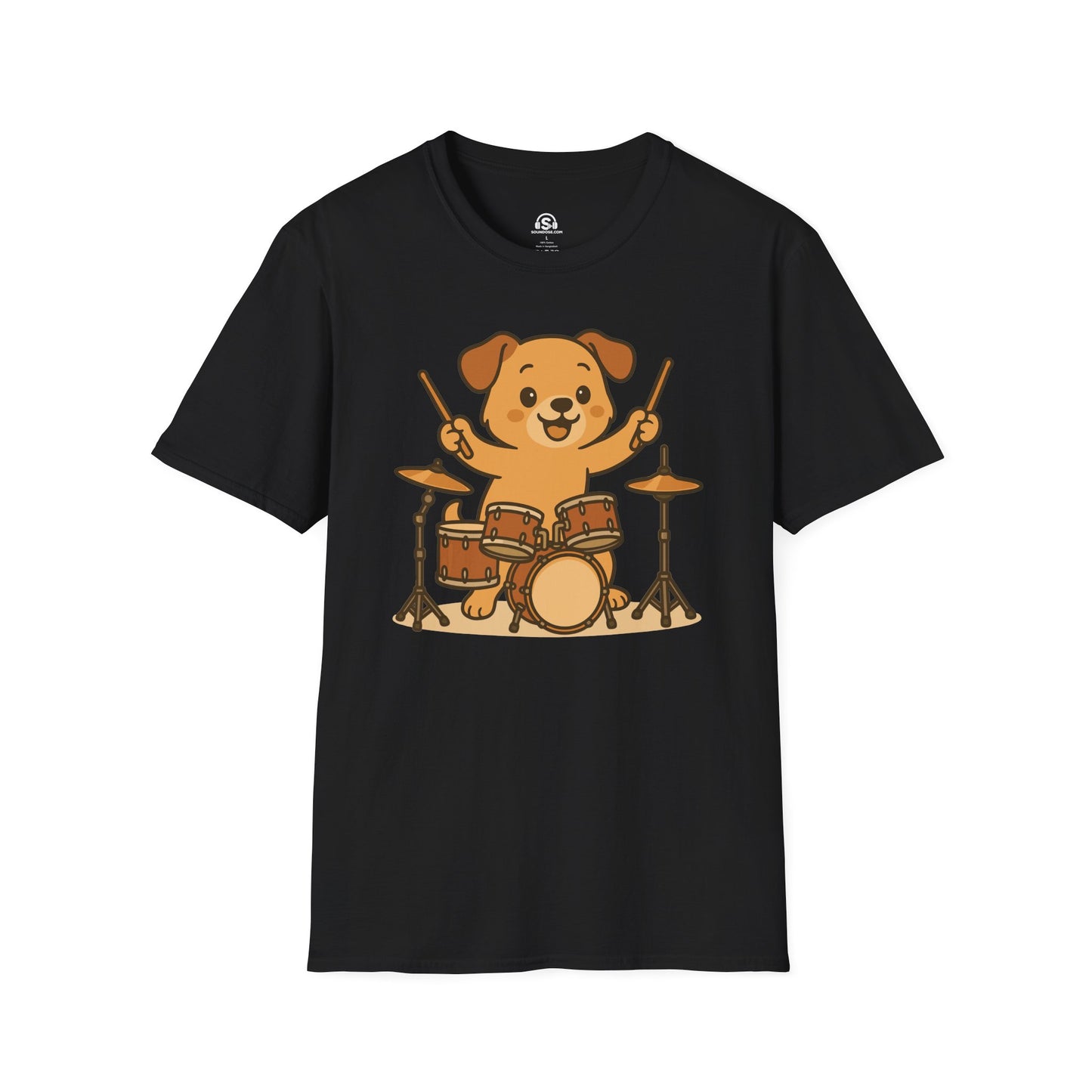 Drum Dog T-shirt – Black front view